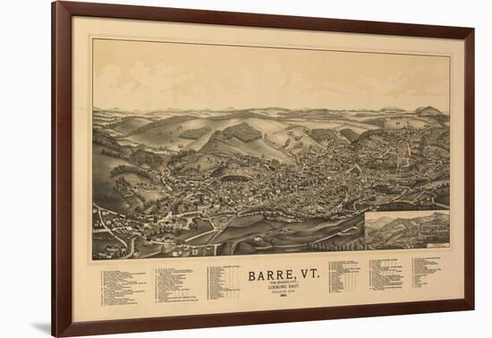 Barre, Vermont - Panoramic Map-Lantern Press-Framed Art Print