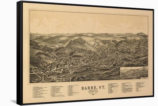 Barre, Vermont - Panoramic Map-Lantern Press-Framed Stretched Canvas