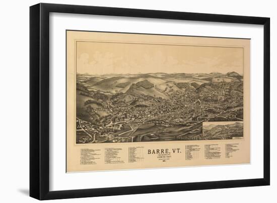 Barre, Vermont - Panoramic Map-Lantern Press-Framed Art Print