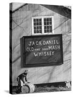 Barrel Being Rolled to Warehouse at Jack Daniels Distillery-Ed Clark-Stretched Canvas