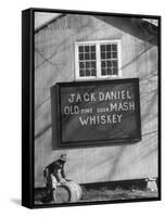 Barrel Being Rolled to Warehouse at Jack Daniels Distillery-Ed Clark-Framed Stretched Canvas