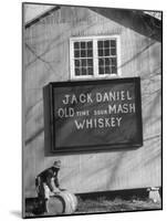 Barrel Being Rolled to Warehouse at Jack Daniels Distillery-Ed Clark-Mounted Premium Photographic Print