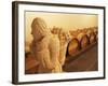 Barrel Cellar for Aging Wines in Oak Casks, Chateau La Grave Figeac, Bordeaux, France-Per Karlsson-Framed Photographic Print