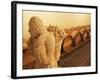 Barrel Cellar for Aging Wines in Oak Casks, Chateau La Grave Figeac, Bordeaux, France-Per Karlsson-Framed Photographic Print