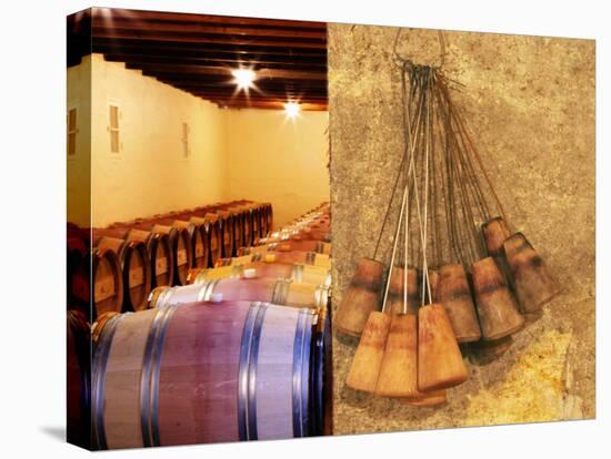 Barrel Cellar for Aging Wines in Oak Casks, Chateau La Grave Figeac, Bordeaux, France-Per Karlsson-Stretched Canvas