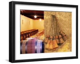 Barrel Cellar for Aging Wines in Oak Casks, Chateau La Grave Figeac, Bordeaux, France-Per Karlsson-Framed Photographic Print