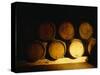 Barrels in a Cellar, Chateau Pavie, St. Emilion, Bordeaux, France-null-Stretched Canvas