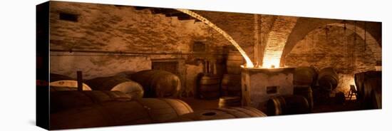 Barrels in a Winery, La Garriga, Barcelona, Catalonia, Spain-null-Stretched Canvas