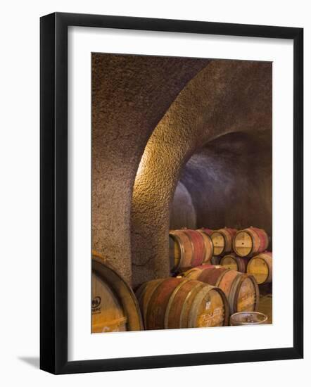 Barrels in Cellar at Long Meadow Ranch Winery, Ruthford, Napa Valley, California, USA-Janis Miglavs-Framed Photographic Print