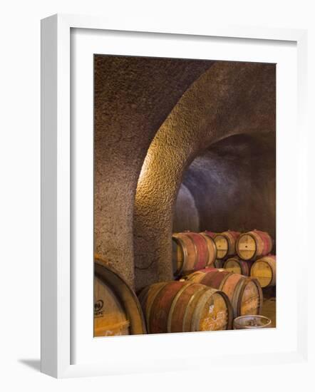 Barrels in Cellar at Long Meadow Ranch Winery, Ruthford, Napa Valley, California, USA-Janis Miglavs-Framed Photographic Print