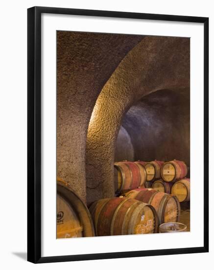 Barrels in Cellar at Long Meadow Ranch Winery, Ruthford, Napa Valley, California, USA-Janis Miglavs-Framed Photographic Print