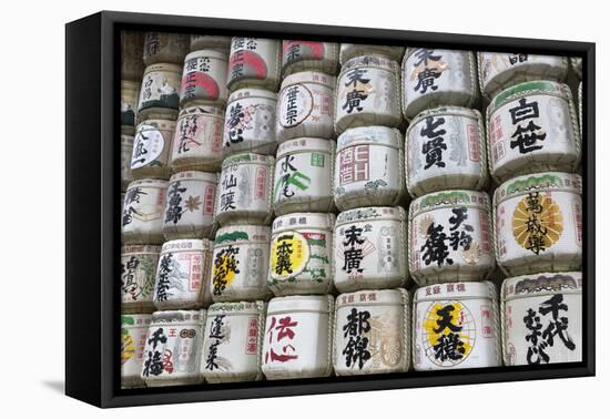 Barrels of Sake Wrapped in Straw at the Meiji Jingu, Tokyo, Japan, Asia-Stuart Black-Framed Stretched Canvas