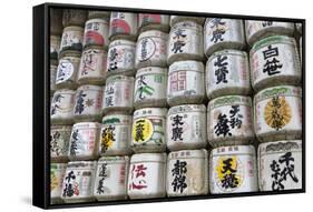 Barrels of Sake Wrapped in Straw at the Meiji Jingu, Tokyo, Japan, Asia-Stuart Black-Framed Stretched Canvas