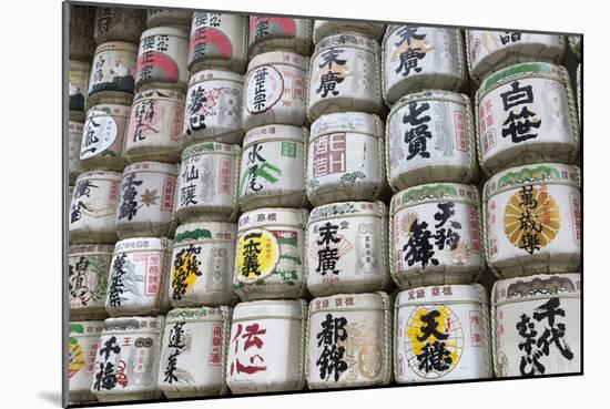 Barrels of Sake Wrapped in Straw at the Meiji Jingu, Tokyo, Japan, Asia-Stuart Black-Mounted Photographic Print