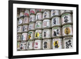 Barrels of Sake Wrapped in Straw at the Meiji Jingu, Tokyo, Japan, Asia-Stuart Black-Framed Photographic Print