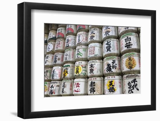 Barrels of Sake Wrapped in Straw at the Meiji Jingu, Tokyo, Japan, Asia-Stuart Black-Framed Photographic Print