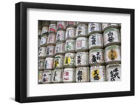 Barrels of Sake Wrapped in Straw at the Meiji Jingu, Tokyo, Japan, Asia-Stuart Black-Framed Photographic Print