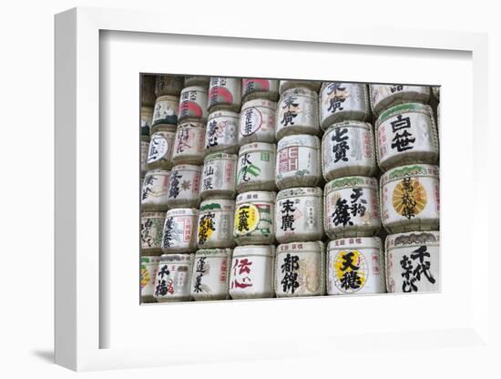 Barrels of Sake Wrapped in Straw at the Meiji Jingu, Tokyo, Japan, Asia-Stuart Black-Framed Photographic Print