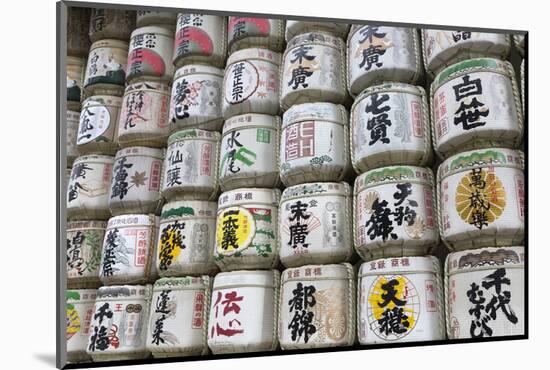 Barrels of Sake Wrapped in Straw at the Meiji Jingu, Tokyo, Japan, Asia-Stuart Black-Mounted Photographic Print