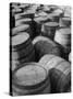 Barrels Sitting in Warehouse at Jack Daniels Distillery-Ed Clark-Stretched Canvas