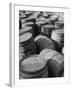 Barrels Sitting in Warehouse at Jack Daniels Distillery-Ed Clark-Framed Photographic Print