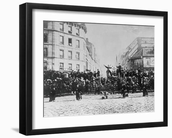 Barricade during Franco-Prussian War-null-Framed Photographic Print