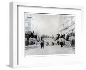 Barricade on Rue De Charonne During the Paris Commune, 18th March 1871 (B/W Photo)-French Photographer-Framed Giclee Print