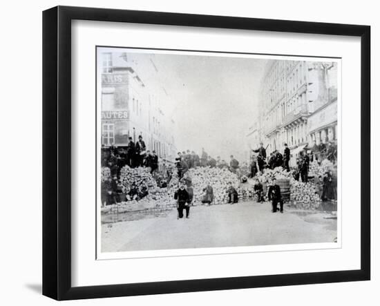 Barricade on Rue De Charonne During the Paris Commune, 18th March 1871 (B/W Photo)-French Photographer-Framed Giclee Print