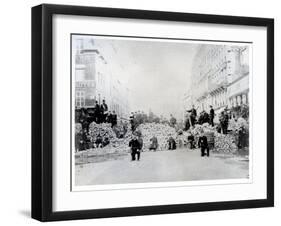 Barricade on Rue De Charonne During the Paris Commune, 18th March 1871 (B/W Photo)-French Photographer-Framed Giclee Print