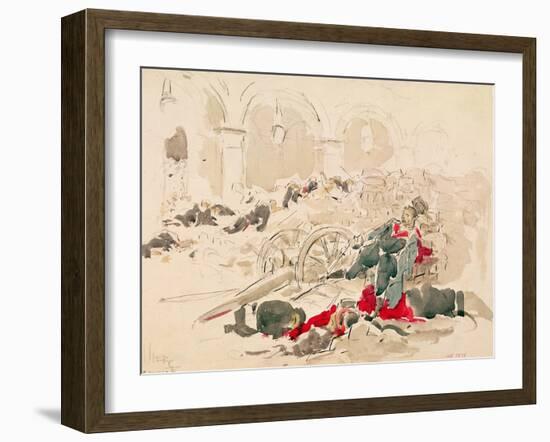 Barricade on the Rue De Rivoli During the Paris Commune, 1871-Daniel Urrabieta Vierge-Framed Giclee Print