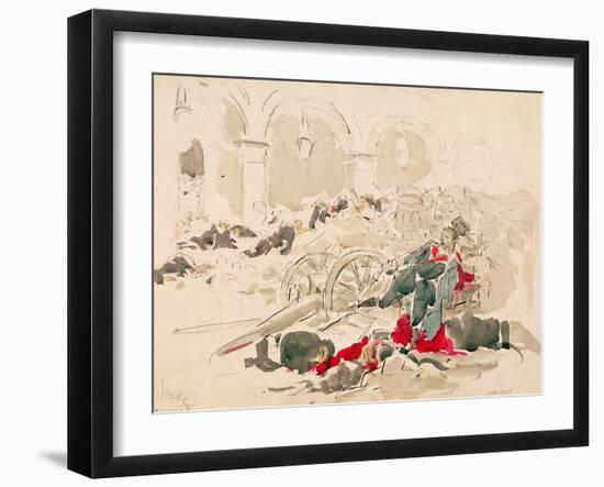 Barricade on the Rue De Rivoli During the Paris Commune, 1871-Daniel Urrabieta Vierge-Framed Giclee Print