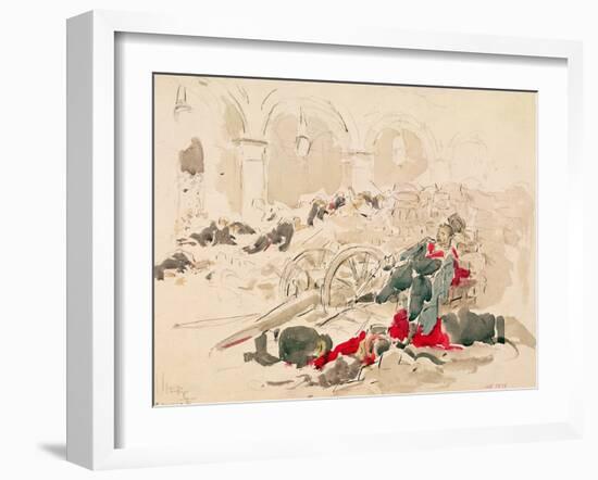 Barricade on the Rue De Rivoli During the Paris Commune, 1871-Daniel Urrabieta Vierge-Framed Giclee Print