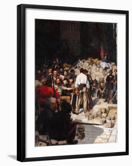 Barricade, the Paris Commune, May 1871-André Victor Édouard Devambez-Framed Giclee Print