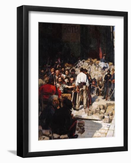 Barricade, the Paris Commune, May 1871-André Victor Édouard Devambez-Framed Giclee Print