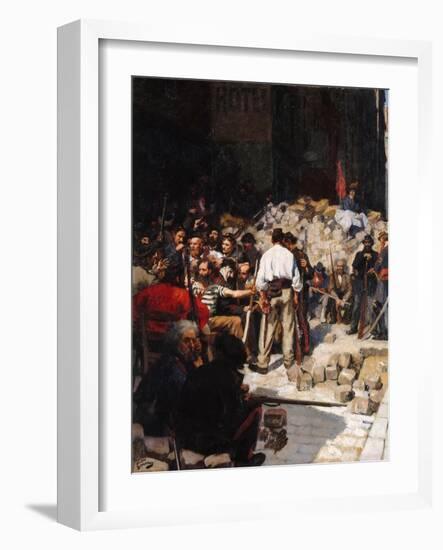 Barricade, the Paris Commune, May 1871-André Victor Édouard Devambez-Framed Giclee Print