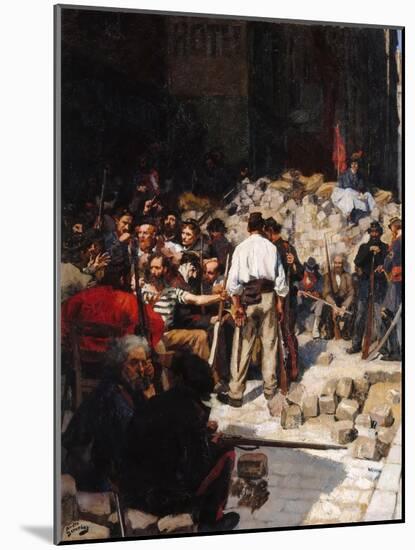 Barricade, the Paris Commune, May 1871-André Victor Édouard Devambez-Mounted Giclee Print