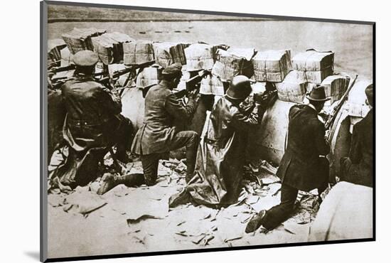 Barricades on a street, German Revolution, Berlin, Germany, c1918-c1919-Unknown-Mounted Photographic Print