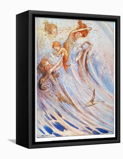 Barrie: Peter Pan-Flora White-Framed Stretched Canvas