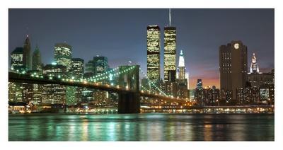 The Brooklyn Bridge and Twin Towers at Night