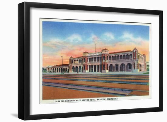 Barstow, California - Casa Del Desierto and Fred Harvey Hotel View-Lantern Press-Framed Art Print