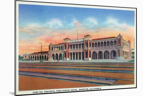 Barstow, California - Casa Del Desierto and Fred Harvey Hotel View-Lantern Press-Mounted Art Print