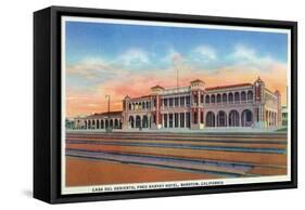 Barstow, California - Casa Del Desierto and Fred Harvey Hotel View-Lantern Press-Framed Stretched Canvas