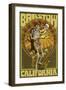 Barstow, California - Day of the Dead - Skeleton Holding Sugar Skull-Lantern Press-Framed Art Print
