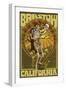 Barstow, California - Day of the Dead - Skeleton Holding Sugar Skull-Lantern Press-Framed Art Print