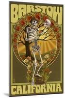 Barstow, California - Day of the Dead - Skeleton Holding Sugar Skull-Lantern Press-Mounted Art Print