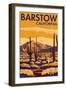 Barstow, California - Desert Scene with Cactus-Lantern Press-Framed Art Print