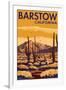 Barstow, California - Desert Scene with Cactus-Lantern Press-Framed Art Print