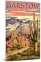 Barstow, California - Desert Sunset-Lantern Press-Mounted Art Print