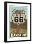 Barstow, California - Route 66 - Letterpress-Lantern Press-Framed Art Print