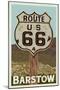 Barstow, California - Route 66 - Letterpress-Lantern Press-Mounted Art Print